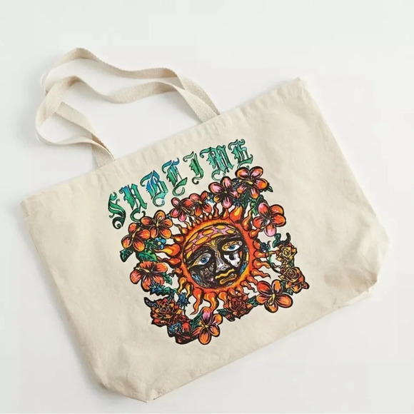 NWOT Sublime Canvas Farmers Market Graphic Tote Bag Purse - Picture 1 of 8